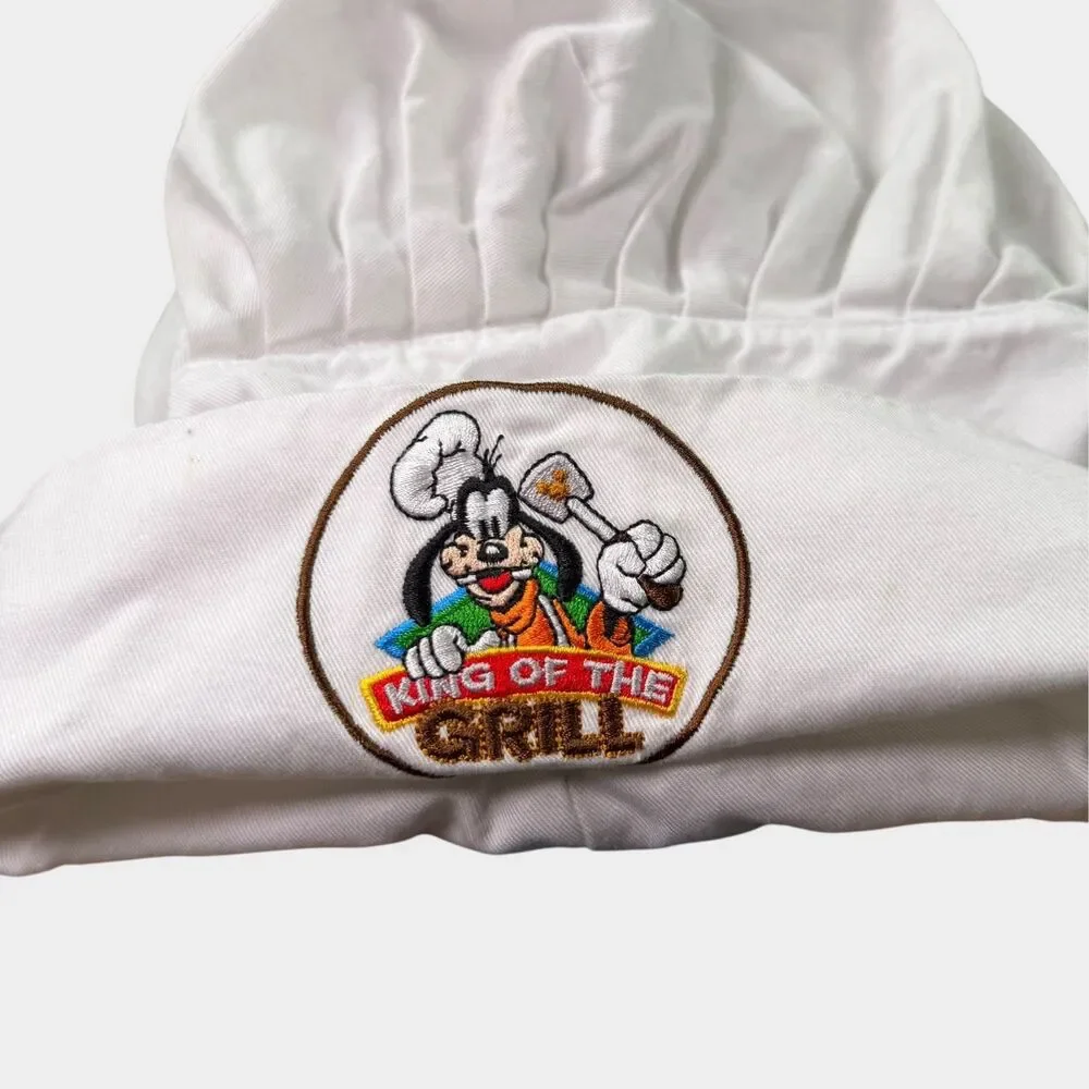 Disney Parks Goofy King of the Grill Chef Hat White Cotton Toque BBQ Adult - Picture 2 of 5